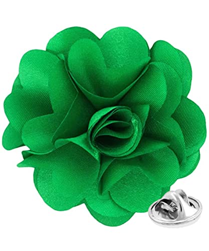 Premium Men's Formal Solid Color Flower Lapel Pin - Boutonniere for Men, Brooch Pin - color: Kelly