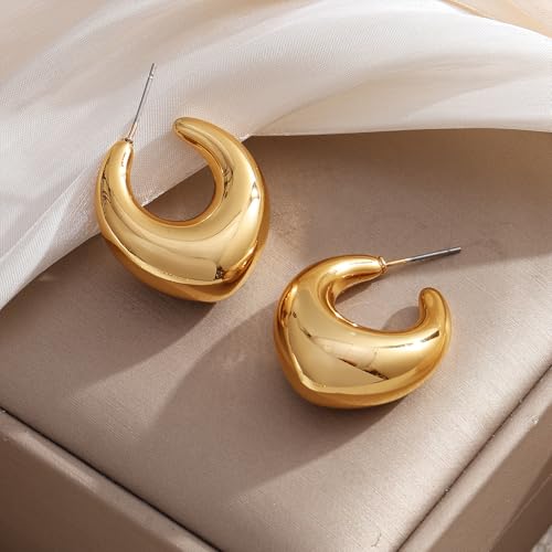 IFKM 24 Pairs Gold Hoop Earrings Set for Women Hypoallergenic Chunky Chain Twisted Open Hoops Dangle Earring Packs for Birthday Party Christmas Fashion Jewelry Gift - color: 9 Pairs Gold Style 2