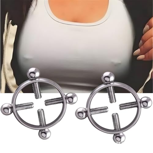 2Pcs Round Non Piercing Nipple Ring Fake Nipple Rings - color: Gold