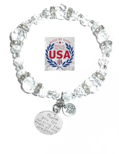 Hidden Hollow Beads Women's Crystal Stretch Charm Bracelet Handmade USA Inspirational Friendship Gift Jewelry for Her - style: Thank You For Raising The Man Of My Dreams