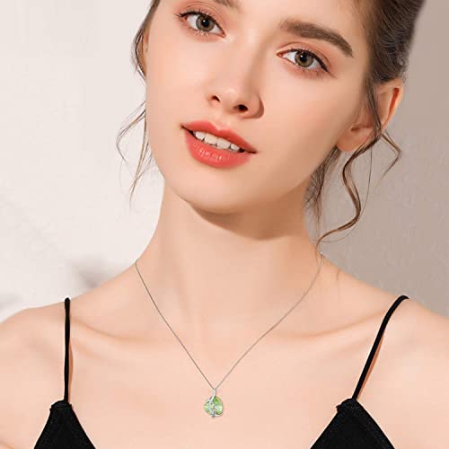 AOBOCO I Love You Sterling Silver 12 Birthstone Heart Pendant Necklace Embellished with Crystals from Austria, Mother's Day Anniversary Birthday Jewelry Christmas Gifts for Women Grandma Nana - color: I-August