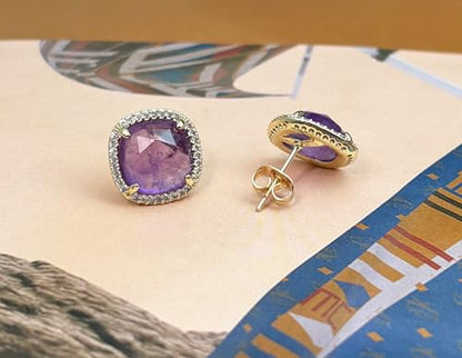 Amethyst Stud Earrings, Purple Earrings for February Birthstone Jewelry