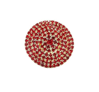 Cubic Zirconia Round Large Statement Open Ring for Women Sparkling Crystal Cluster Wedding Bridal Promise Adjustable Comfort Fit Finger Band Dainty Cocktail Party Jewelry for Bride Wife Eternity Rings - color: Red CZ