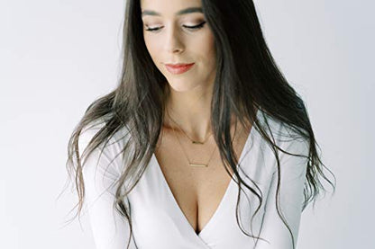 Honeycat Double Layered Bar Necklace in Gold, Rose Gold, and Silver | Minimalist, Delicate Jewelry - color: Gold