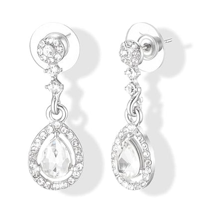 Silver Diamond Dangle Earrings for Women with Teardrop Crystal Rhinestone Drop Dangling Wedding Earring