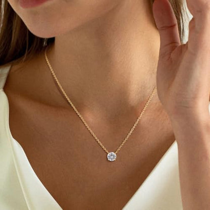 Gold Silver Necklace for Women, Dainty Cubic Zirconia Pendant | Teardrop CZ Charm, 14K Gold/Sterling Silver Plated, Adjustable Chain, Hypoallergenic & Waterproof Jewelry, Cute Trendy Gift - color: Gold-Solitaire cz