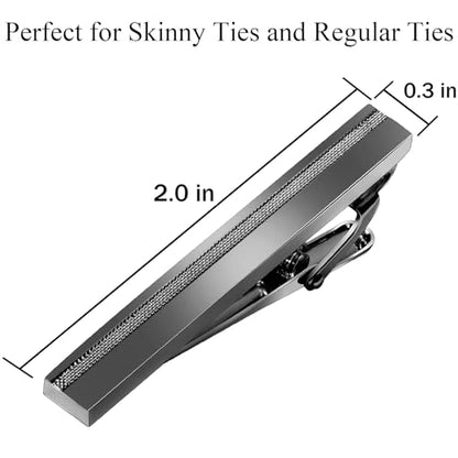 Tie Clip for Men Black, 2 Inch Tie Bar Tie Pins and Clips for Regular Tie, Unique Men Tie Clip Tie Clasp Silver Suitable for Wedding Anniversary, Business Professional, Father's Day Gift - style: Gun Black