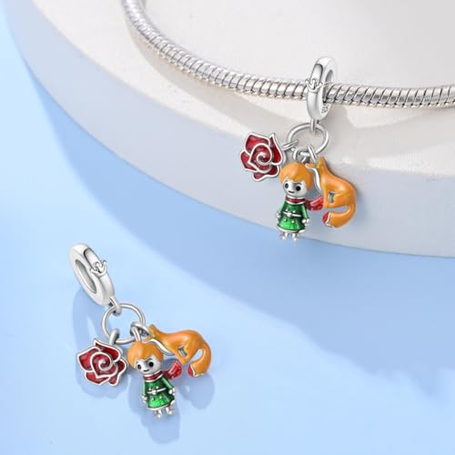 HappyStar 925 Sterling Silver Animal Dogs Charms Pendants fit Pandora Bracelets Necklaces Flowers Sports Travel Charms for Bracelets Women Jrwelry Gifts(with one Spacer Bead Charms) - style: 7-Little Prince Charms