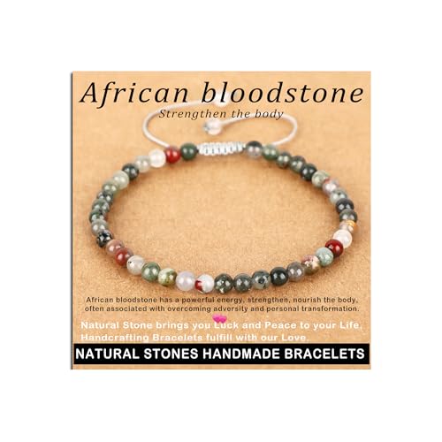 AD Beads Handcrafted Beaded Macrame Bracelet Stylish Customizable Jewelry for Men and Women Protection Healing Gemstone for Balance Wellness Positive - color: African bloodstone, size: 4mm
