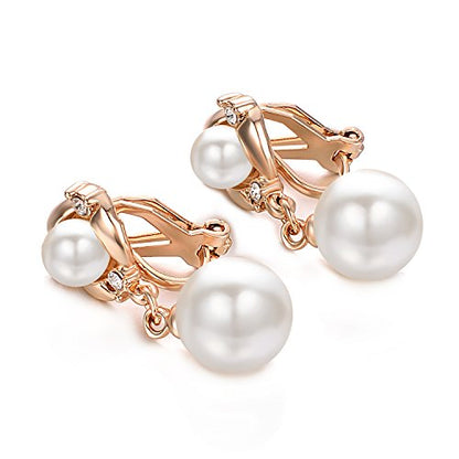 Yoursfs Pearl Dangle Clip On Earrings for Women Vintage Faux Pearl Earrings Non Pierced Crystal Earring - style: Pearl Vintage Dangle Clip On Earrings