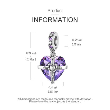 LNQOBU Birthstone Charm for Bracelets,925 Sterling Silve Heart Dangle Charms for Pandora Bracelets - color: B-February
