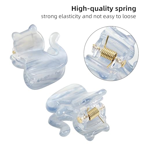 Mistofu 12PCS Mini Cat Hair Claw Clips, Acrylic Hair Clips for Women | Trendy Small Non-Slip, Aesthetic Acetate Clips for Girls & Women ,Cute Kawaii Classic Hair Claw - color: cat
