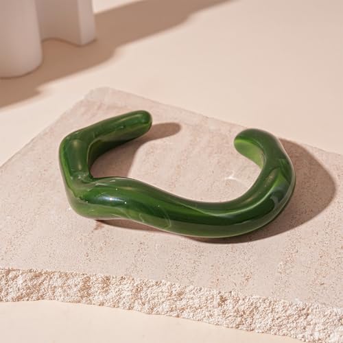 Acrylic Chunky Bangle Bracelets for Women Open Resin Bangles Fashions Irregular Geometric Cuff Wristband Bracelet Statement Jewelry