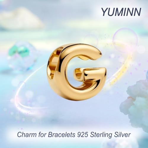 Gold Letter Charms A-Z for Bracelets 925 Sterling Silver Alphabet Initial Charms Beads Jewelry Gifts for Women - color: G