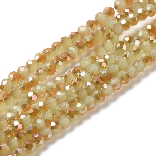 1650pcs Faceted Rondelle Glass Seed Beads 3x2mm Mini Crystal Loose Spacer Beads for DIY Friendship Bracelet Necklace Beading Craft Jewelry Making Ornament, Dark Khaki - color: Dark Khaki