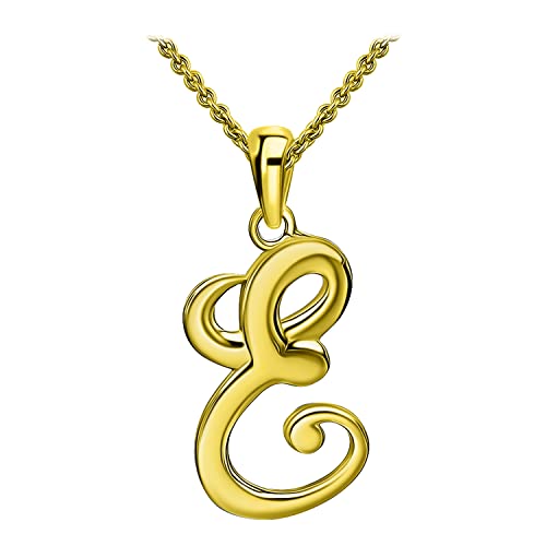 SEA OF ICE Letter Initial Necklace, Alphabet Letter Pendant Necklace, Sterling Silver, Gold, Rose Gold Necklace for Women, Elegant Initial Necklaces, Personalized Custom Women's Necklaces - color: Yellow Gold - E