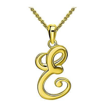 SEA OF ICE Letter Initial Necklace, Alphabet Letter Pendant Necklace, Sterling Silver, Gold, Rose Gold Necklace for Women, Elegant Initial Necklaces, Personalized Custom Women's Necklaces - color: Yellow Gold - E