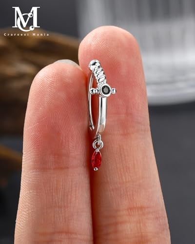Belly Button Clicker Rings, 316L Surgical Steel Belly Button Piercing Jewelry, 14G Dagger Reversed Belly Ring for Women, Sword Navel Rings - color: Silver