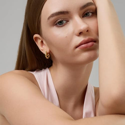 Green Crystal huggie gold hoop earrings for women Girls,14K Gold Plated with 925 Sterling Silver Post color Cubic Zirconia dainty cute Earrings| CZ Stud Earring - color: Brittany Hoop Earrings