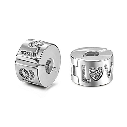 JewelrieShop Clip Spacer Charm for Bracelet Clip Lock Stopper Bead Spacer European Openable Beads 2pcs - color: #06S x 2 Pieces