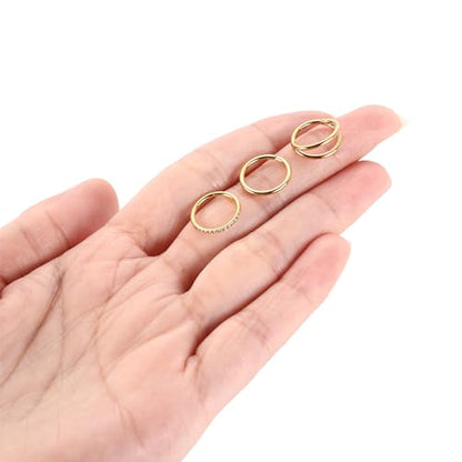 GAGABODY 2 Pcs Nose Rings 22G 20G 18G 16G 14G 12G 10G 8G Surgical Steel Piercing Rings for Nose Septum Cartilage Helix Tragus Conch Rook Daith Lobe from 5mm to 16mm Seamless Hoop Unisex Hinged Earrings - color: Gold-Single&Double&CZ Hoop