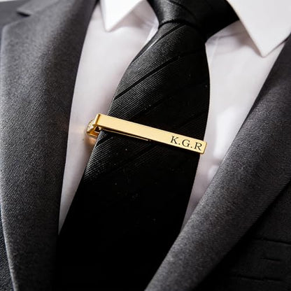 Custom Tie Clips for Men,Personalize Engraved Tie Bar,Stainless Steel Tie Clip for Business, Wedding, Anniversary, Father's Day Gifts,Ideal for Groomsman Best Man Dad Husband Boyfriend - style: 2-Gold + 2-Black