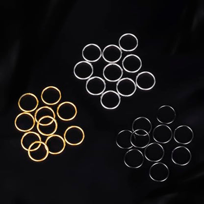 Vankula 10PCS Seamless Septum Nose Piercing Rings Segment Hoop Rings 316L Stainless Steel Ring Stack Clickers Ear Plugs Hangers Women Men Body Jewelry - color: Black, size: 1.2*10mm 10PCS