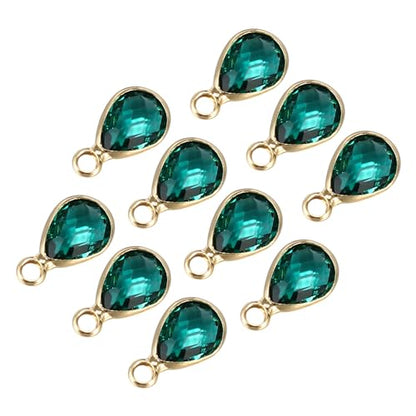 PATIKIL Birthstone Charm Beads Drop Pendant, Handmade Birthstone for Personalized Earrings Bracelet Necklace - color: Green, size: 0.47" x 0.24"