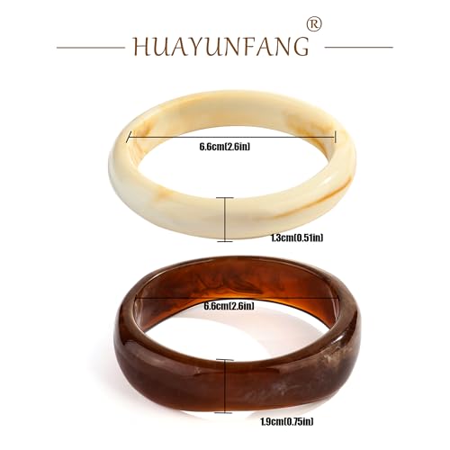 Chunky Acrylic Bangles Bracelets For Women Geometric Acrylic Resin Acetate Mottled Wide Bangle Bracelet Statement Colorful Bangles for Party - color: 2PCS Acrylic Resin Bracelet