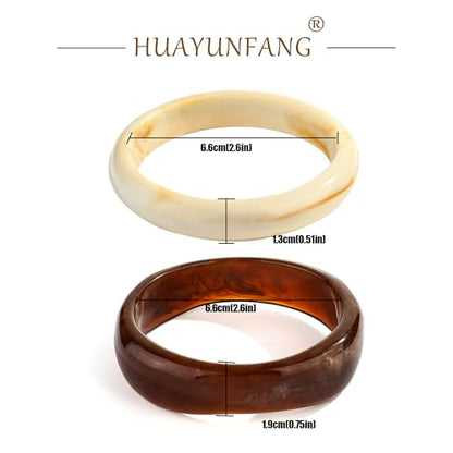 Chunky Acrylic Bangles Bracelets For Women Geometric Acrylic Resin Acetate Mottled Wide Bangle Bracelet Statement Colorful Bangles for Party - color: 2PCS Acrylic Resin Bracelet