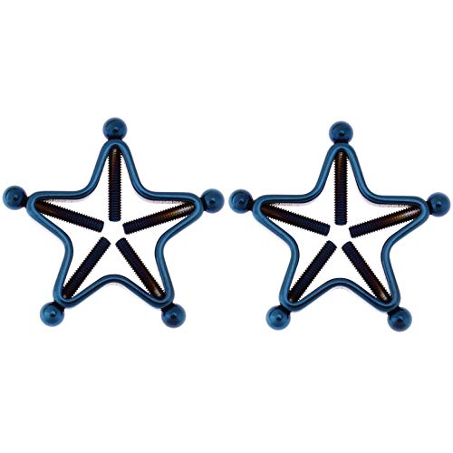 1 Pair Adults Non-Piercings Nipple Shield Adjustable Body Piercing Geometric Stars Nipple Clamp Ring Body Jewelry - color: #1 Blue