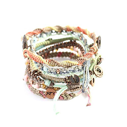 Wakami Charm Bracelet Stack Beaded Stackable Bracelets for Women - color: Day | 6.5IN