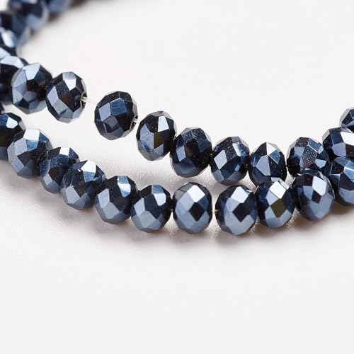 1110pcs Faceted Rondelle Glass Seed Beads 3x2mm Mini Crystal Loose Spacer Beads for DIY Friendship Bracelet Necklace Beading Craft Jewelry Making Ornament, Black Plated - color: Black Plated