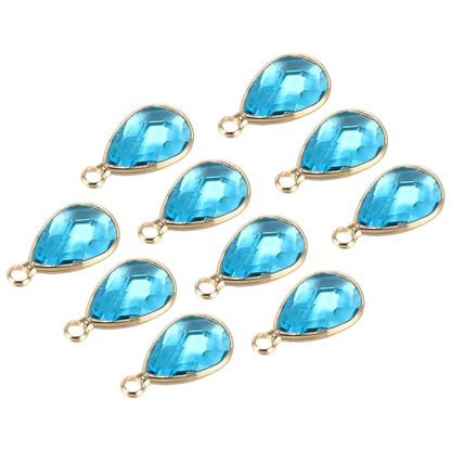 PATIKIL Birthstone Charm Beads Drop Pendant, Handmade Birthstone for Personalized Earrings Bracelet Necklace - color: Light Blue, size: 0.63" x 0.31"