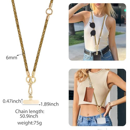 Crystal Phone Strap Crossbody Rhinestone Anti Theft Layered Strap Crossbody Cell Phone Neck for Women (Light Brown) - color: Light Brown