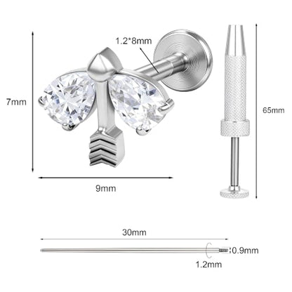 G23 Titanium Gold Filled 16G Cartilage Earring, 6mm 8mm - color: Arrow, Silver, size: 8MM