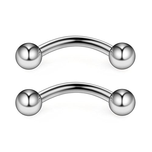 12PCS 12G Surgical Steel PA Eyebrow Ear Navel Belly Lip Ring Body Piercing Jewelry - style: 12mm w Balls