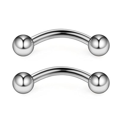 12PCS 12G Surgical Steel PA Eyebrow Ear Navel Belly Lip Ring Body Piercing Jewelry - style: 12mm w Balls