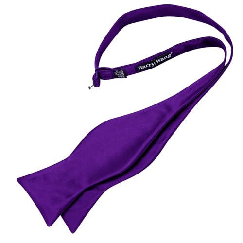 YOHOWA Bow Ties for Men Self-tied Silk Bowtie Solid Color with Lapel Pin and Handkerchief Cufflinks for Wedding Party Prom - color: Soild a Deep Purple