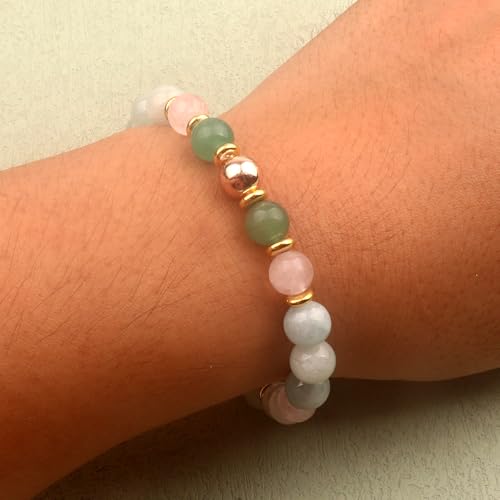 KSQS Healing Stone Bead Bracelet for Women, Natural Gemstones Balance Protection Bracelet, Spiritual Crystal Beads Bracelet Anxiety Relief with Meaning Card - color: Bestie