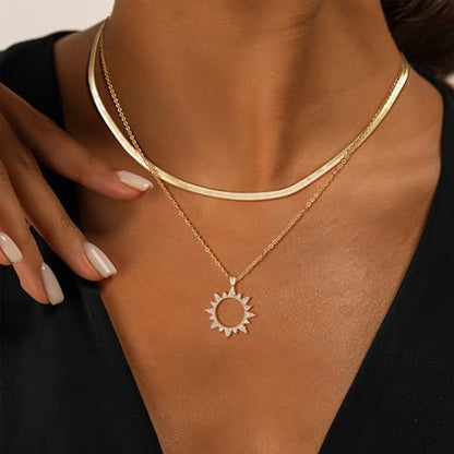 MFRYK Gold/Silver Necklaces Stack For Women,14K Gold/Sterling Silver Plated Simple Layered Choker Necklaces For Women,Stackable Multilayer Pearl Cross Disc Circle Pendant Cuban Herringbone Snake Paperclip Chain Necklaces Set Jewelry Gift for Women - style