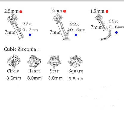 14k Gold Plated Nose Rings Studs for Women 316L Surgical Steel Nose Piercings 22g/20g/18g Gauges 1.5mm/2mm/2.5mm/3mm/3.5mm/4.5mm Sizes - color: 22g 5pcs Bone Gold Surgical Steel