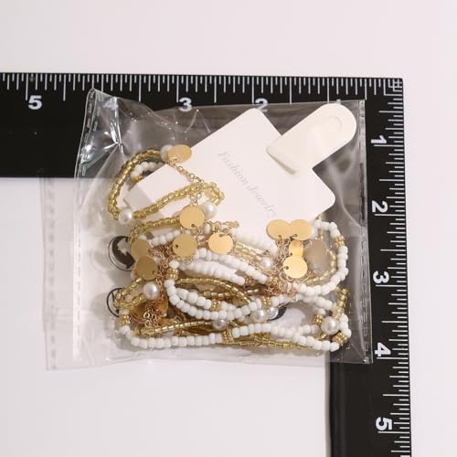 14K Gold Plated Belly Chain Layered Adjustable Waterproof Sparkling Sequin Body Chain Sparkling beads Sexy Bikini Waist Chain With Scalable Elastic Rope - Aqua Brown Golden - color: 3 Layers Golden