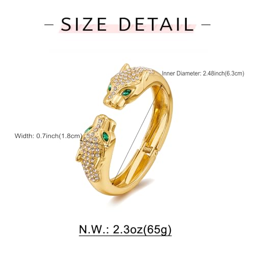 WOWORAMA Gold Statement Bracelets for Women Vintage CZ Panther Leopard Cuff Bracelet Chunky Animal Bangle Bracelets