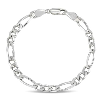 LeCalla Solid 925 Sterling Silver Figaro Link Chain Bracelet | Italian Diamond-Cut Figaro Chain Bracelet for Women Men (7, 7.5, 8, 8.5, 9 Inches) - color: 4 MM, size: Length 7 IN (Women Small & Men X-Small)