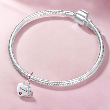 12 Months Birthstone Heart Charm Moon and Star Pendant Bead Compatible with Pandora Bracelet Women - style: January