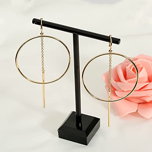 Dangle Hoop Earrings for Women, 14k Gold/Silver Plated High Polished Cute & Aesthetic Earrings for Women - color: Gold-02