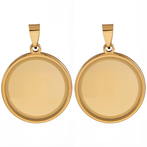 1 Box 10Pcs 25mm Gold Bezel Trays Stainless Steel Cabochon Setting Metal Flat Round Cameo Pendant Base Trays Blanks Charm for Photo Jewelry Making Earrings Necklace DIY Craft Accessories - style: gold round