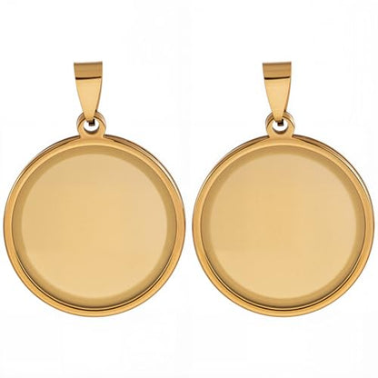 1 Box 10Pcs 25mm Gold Bezel Trays Stainless Steel Cabochon Setting Metal Flat Round Cameo Pendant Base Trays Blanks Charm for Photo Jewelry Making Earrings Necklace DIY Craft Accessories - style: gold round