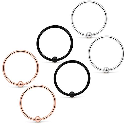 22G Thin Nose Rings Hoops 316L Surgical Steel Captive Bead Septum Nose Hoop Rings Eyebrow Lip Rings Cartilage Helix Rook Daith Earring Piercing Jewelry For Men Women 8mm - color: 6PCS-8MM-Mix Color #1